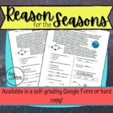 Reason for the Seasons Reading Comprehension Self-Grading 