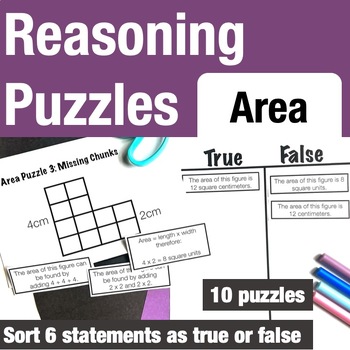Preview of Reasoning Puzzles: Area of Irregular Shapes and Rectangles - Tasks for Math Talk