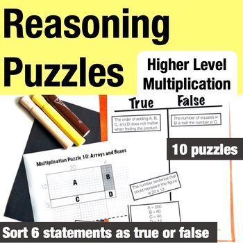 Preview of Reasoning Puzzles: 2 by 2 Digit Multiplication, Area Model, Partial Product Task