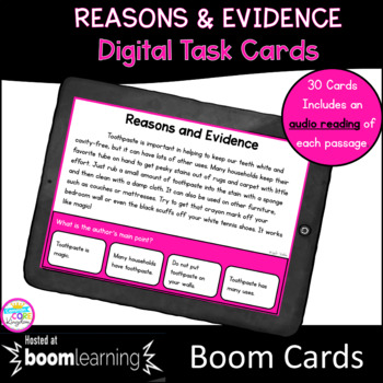 Preview of Reasons & Evidence Boom Cards - 4th & 5th Grade Digital Task Cards