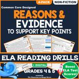 Reasons & Evidence in Text: ELA Reading Comprehension Worksheets | GRADE 4 & 5