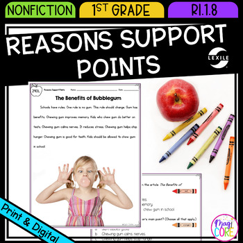Preview of Reasons Support Author's Point 1st Grade RI.1.8 RI1.8 Reading Passages Worksheet