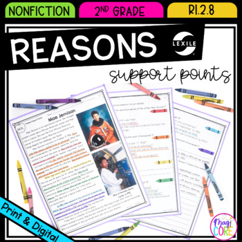Preview of Reasons Support Author's Point - 2nd Grade RI.2.8 - Reading Passages for RI2.8