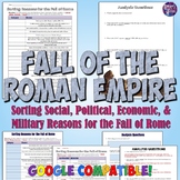 Reasons for the Fall of the Roman Empire Sorting Activity
