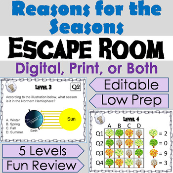 Preview of Reasons for the Seasons Activity: Digital Escape Room Game (Earth's Tilt/ Axis)