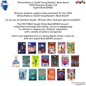 Preview of Illinois Rebecca Caudill Young Readers’ Award 2024 Nominees Digital Book BINGO