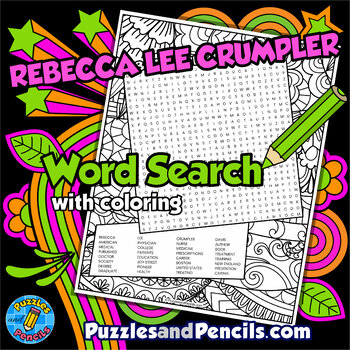 Preview of Rebecca Lee Crumpler Word Search Puzzle with Coloring | Women in STEM Wordsearch