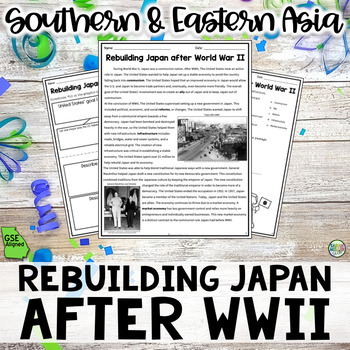 Preview of Rebuilding Japan after WWII Reading Packet (SS7H3, SS7H3c) GSE