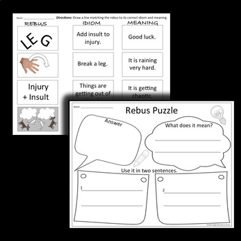 rebus puzzles for idioms and critical thinking by dream to teach