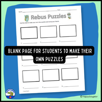 rebus puzzles 1 easel activity printable and digital by happyedugator