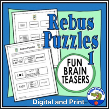 Preview of Rebus Puzzles 1 Brain Teasers Printable and Digital Easel Activity