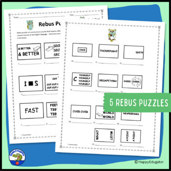 rebus puzzles by happyedugator teachers pay teachers