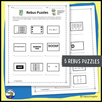 rebus puzzles 2 by happyedugator teachers pay teachers