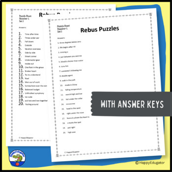 rebus puzzles 2 by happyedugator teachers pay teachers