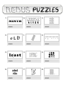 Rebus Wuzzle Puzzle Worksheet 9 Teachmehowtoalge By Teachmehowtoalge