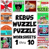 Rebus "Wuzzle" Puzzle Worksheet BUNDLE (WORKSHEETS 1 through 10)