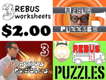 Preview of Rebus "Wuzzle" Puzzle Worksheet BUNDLE (WORKSHEETS 3, 4, & 5)