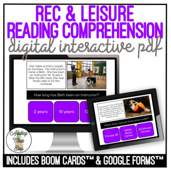 Preview of Rec & Leisure Simplified Reading Comprehension Digital Interactive Activity