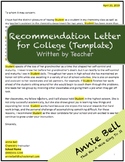 Rec Letter - College Recommendation Letter Template (by Co
