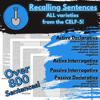 Preview of Recalling Sentences - ALL varieties from the CELF-5