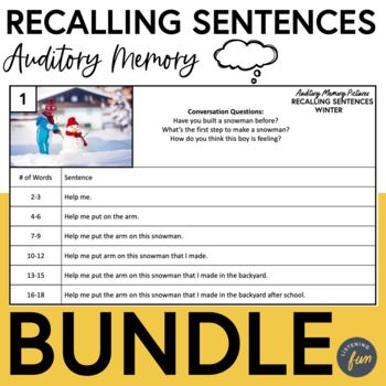 Recalling Sentences All Year Bundle Auditory Memory And Auditory