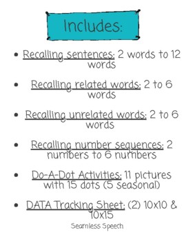 Recalling Words Sentences Numbers For Auditory Memory Auditory