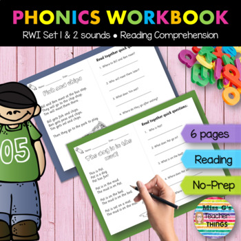 Preview of Reception/Year 1/KG Reading Comprehension worksheets - RWI set 1 and 2 sounds