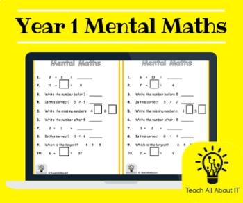 reception year 1 mental maths by teach all about it uk tpt