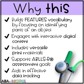 Receptive Identification PARTS OF ITEMS Vocabulary Activity - ABLLS ...