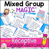 Receptive Language Lists for Speech Therapy Mixed Groups