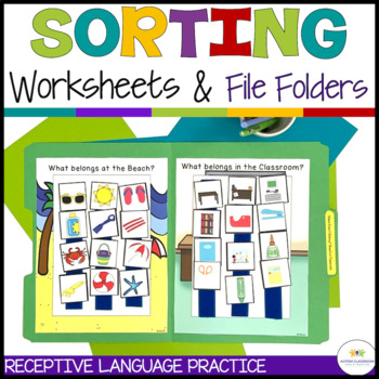 Preview of Receptive Language Vocabulary Sort File Folder Activities and Worksheets