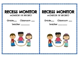 Recess / Playground / P.E Monitor Badges - Editable