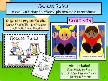 Preview of Recess Rules! Emergent Reader & Craftivity Pack