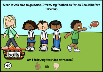 Recess Rules | Playground Rules | Boom Cards | Social Emotional Learning