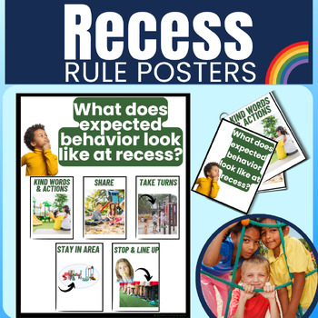 Preview of Recess Rules Preschool Autism Visual Support Posters with Photos