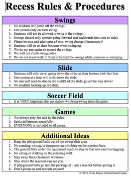 Preview of Recess Rules & Procedures