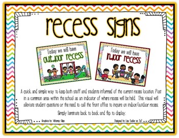 Preview of Recess Signs - Indoor or Outdoor?