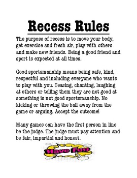 Preview of Recess rules posters/printables