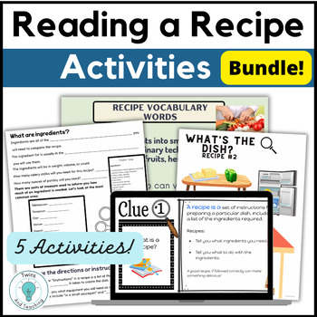 Preview of Reading a Recipe Worksheets and Activities for Life Skills - Culinary Arts FCS