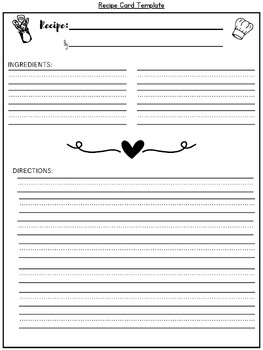 Preview of Recipe Card Template | Thanksgiving Writing Activity | Steps in a Sequence