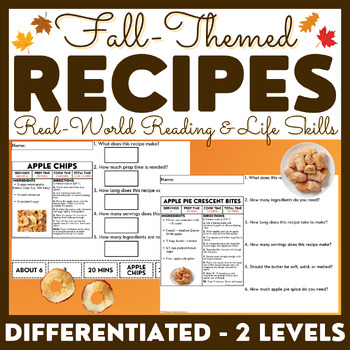 Preview of Fall-Themed Recipes - Reading Recipes - Life Skills