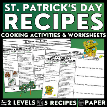Preview of St. Patrick's Day Recipes - Cooking Activities & Worksheets - Reading - March