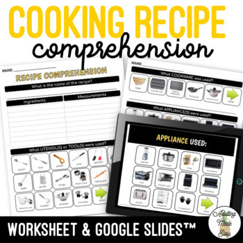 Preview of Recipe Comprehension Worksheet & Google Slides