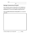 Recipe Conversion Project & Rubric