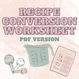 Recipe Conversion Worksheet with Answer Key (Culinary Arts)