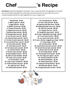 Preview of Recipe Math! (printable)