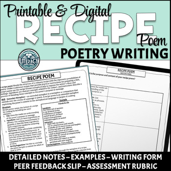 Preview of Recipe Poem - Poetry Writing - Lesson with Notes - Use with Any Poetry Unit