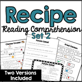 Recipe Reading Comprehension  Set 2 - Functional Literacy