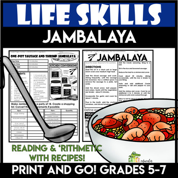 Preview of Recipe Reading Life Skills Special Education Activities Functional Math Cooking