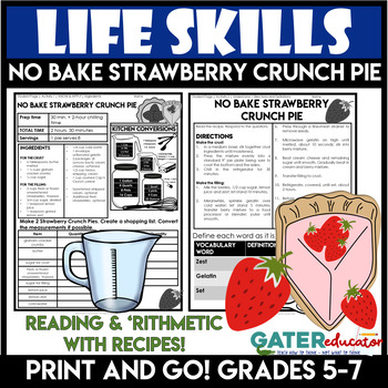 Preview of Pi Day Activities | Recipe Reading Life Skills | Math No Bake Cooking